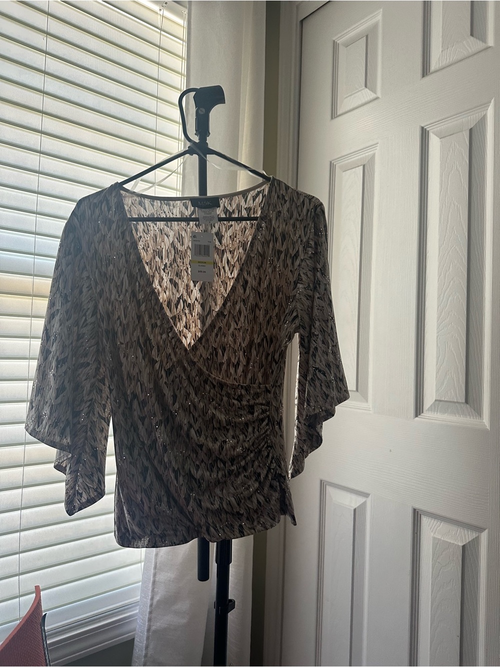 MSK Brown Patterned Wrap Blouse